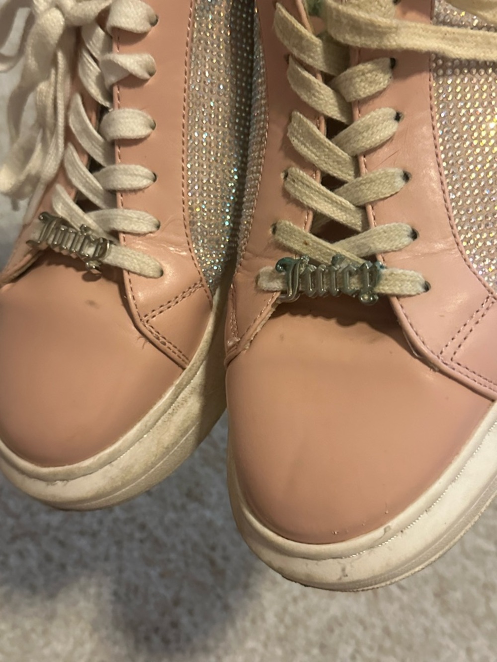 Juicy Couture Pink Rhinestone Accent Lace-Up Sneakers